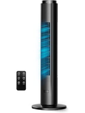 Quiet 90° Oscillating Tower Fan with Remote, 6 Speeds, 4 Modes, 12H Timer